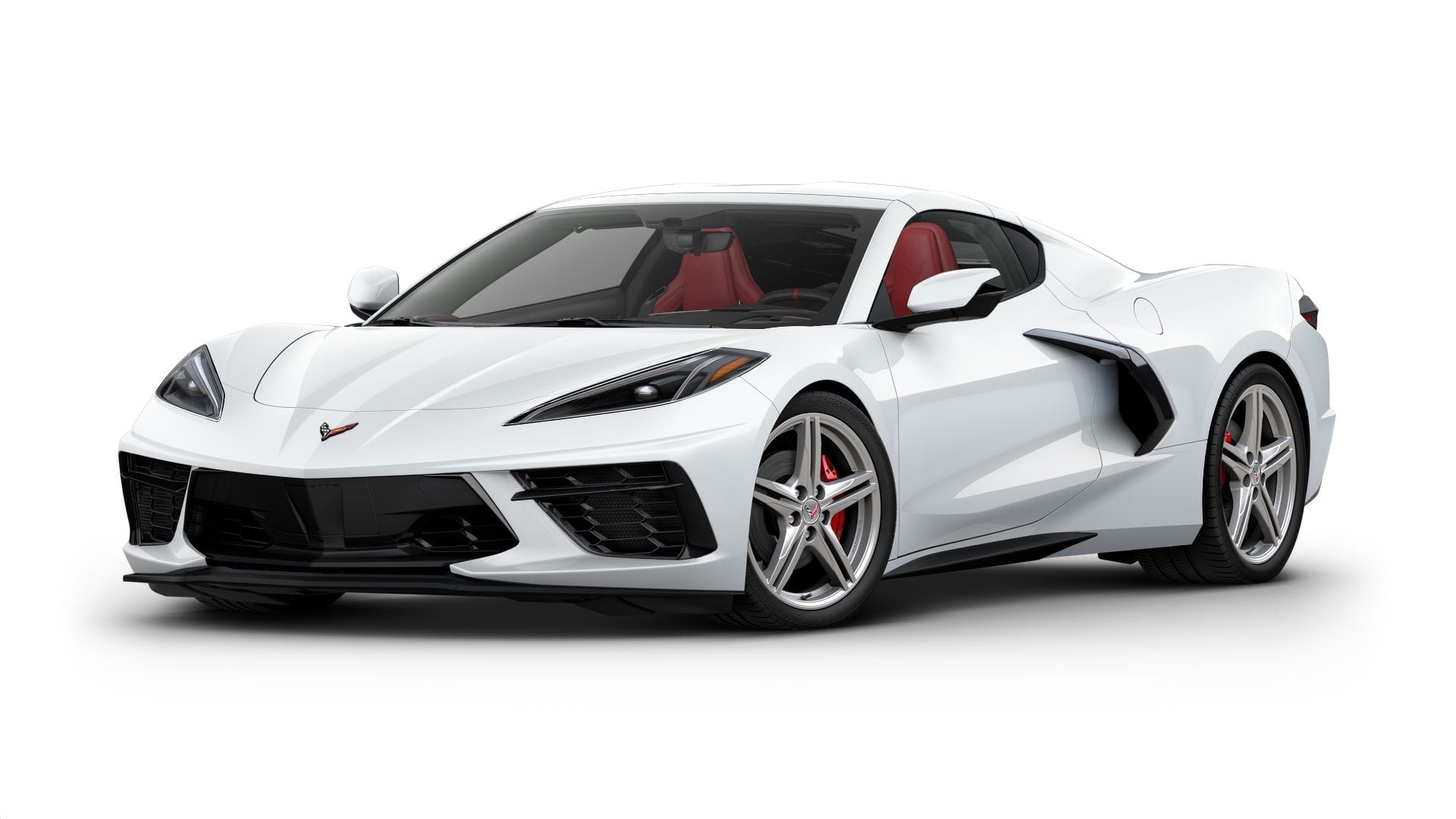 2027 Chevrolet Corvette Stingray 1LT in Arctic White — front three-quarter view