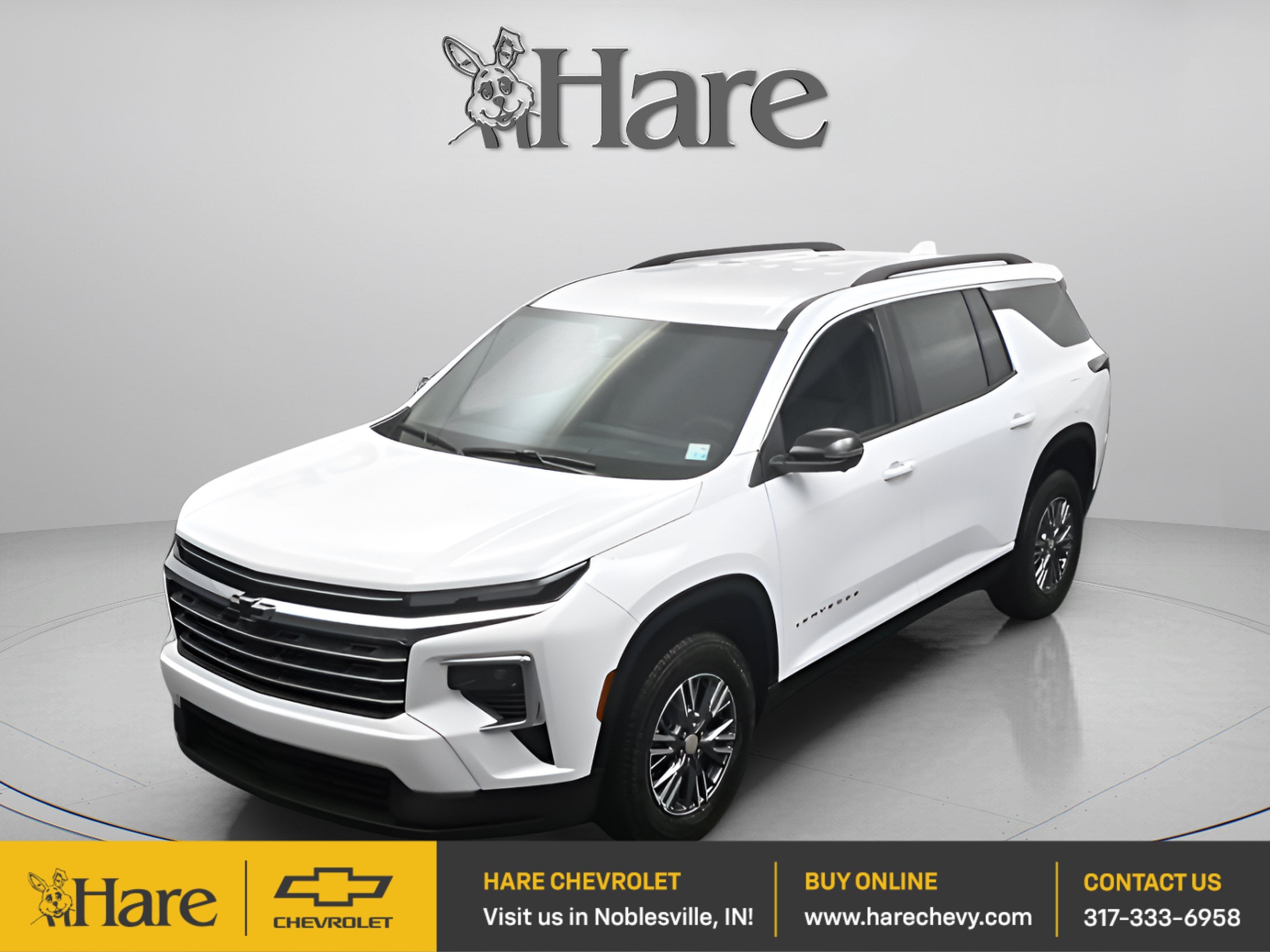 2026 Chevrolet Traverse LT in Summit White — front three-quarter view