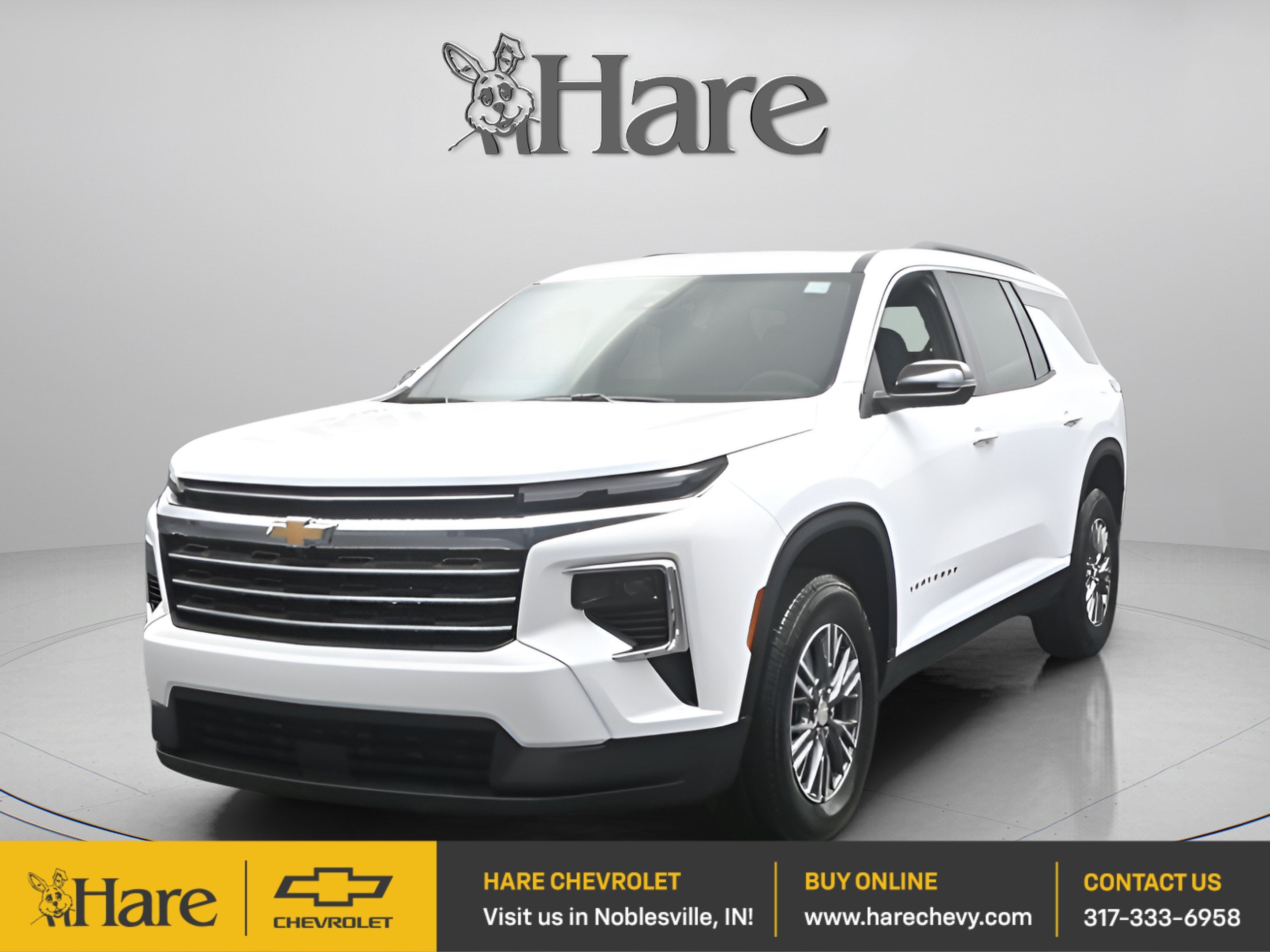 2026 Chevrolet Traverse LT in Summit White — front three-quarter view