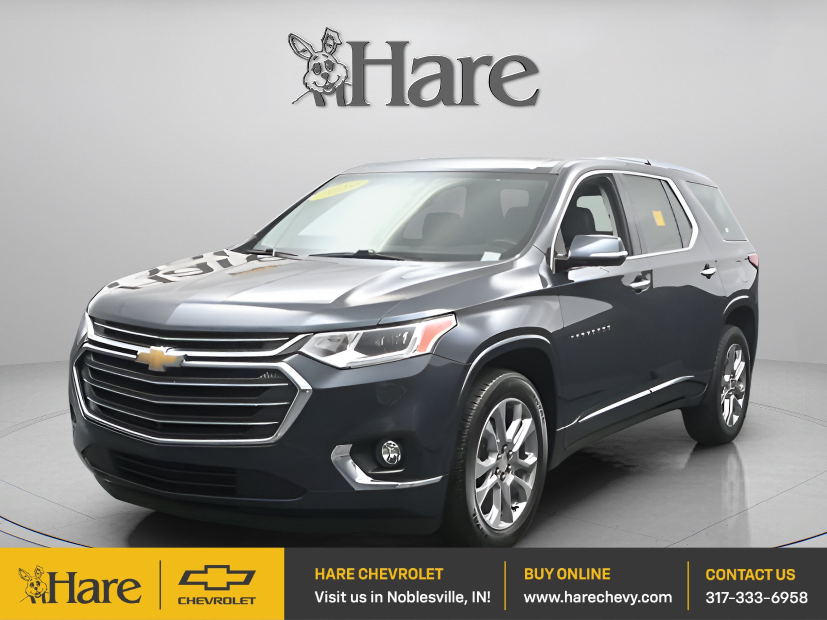 2019 Chevrolet Traverse Premier in Graphite Metallic — front three-quarter view