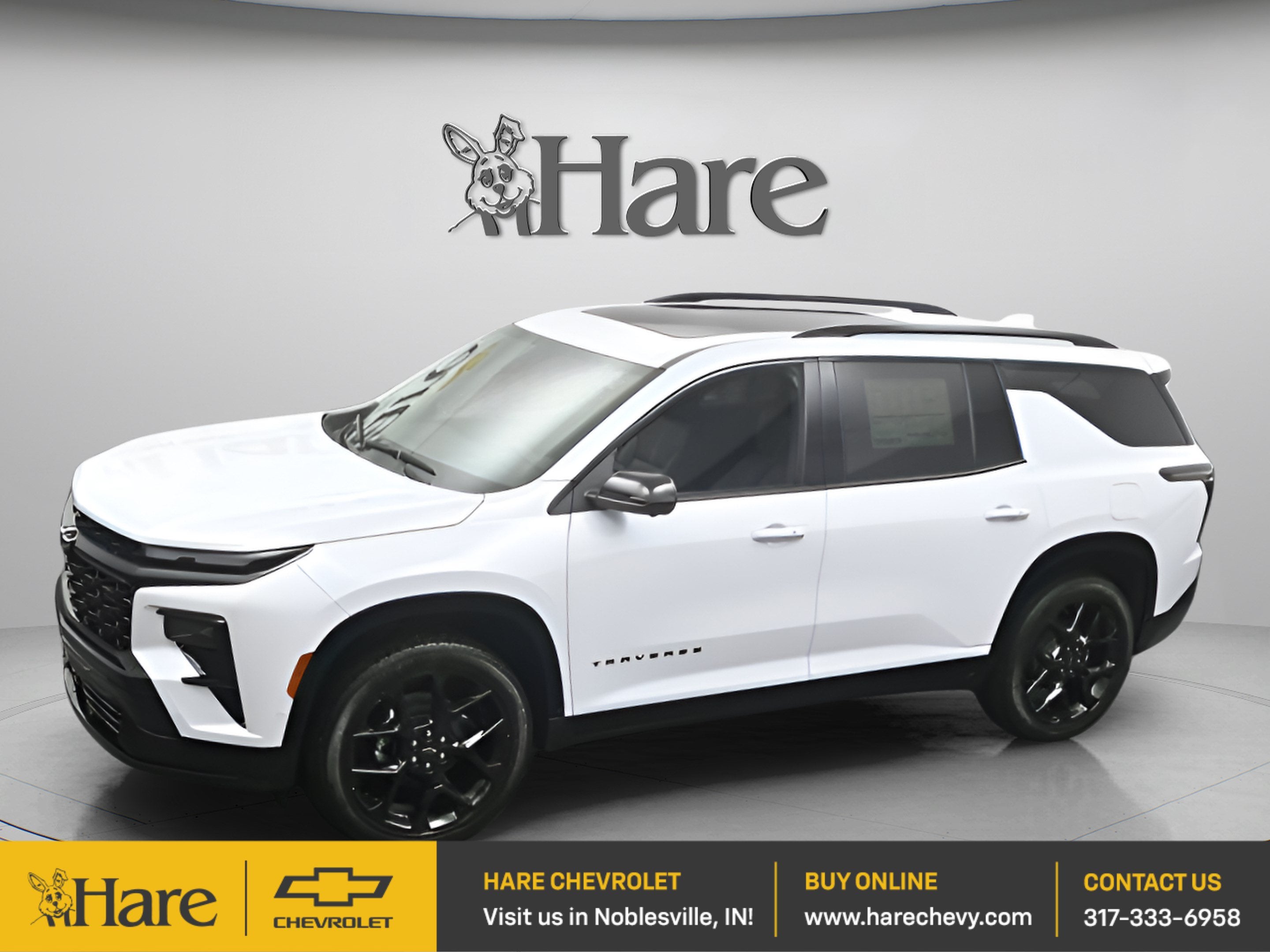 2026 Chevrolet Traverse RS in Polar White Tricoat — front three-quarter view