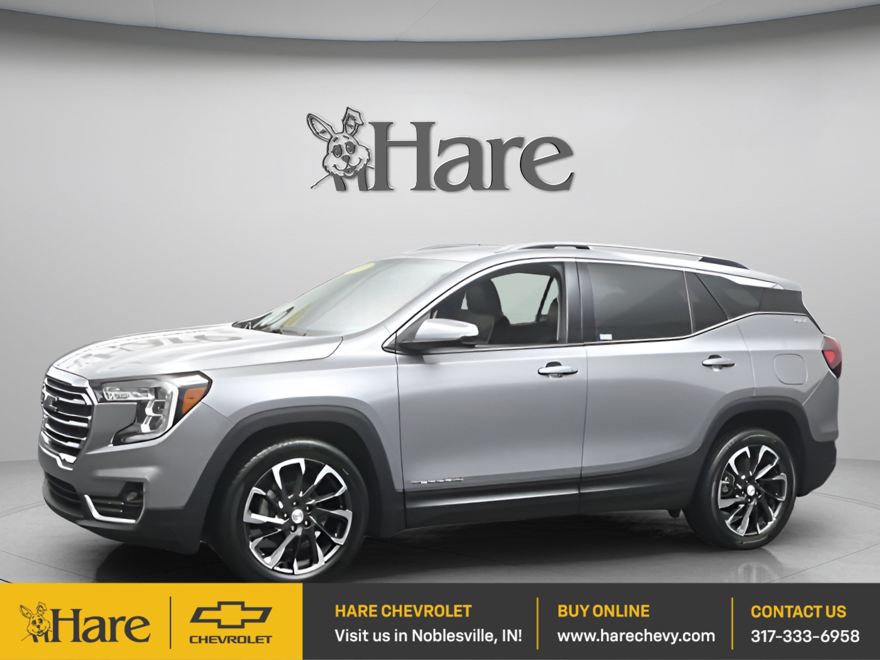 2023 GMC Terrain SLT in Sterling Metallic — front three-quarter view
