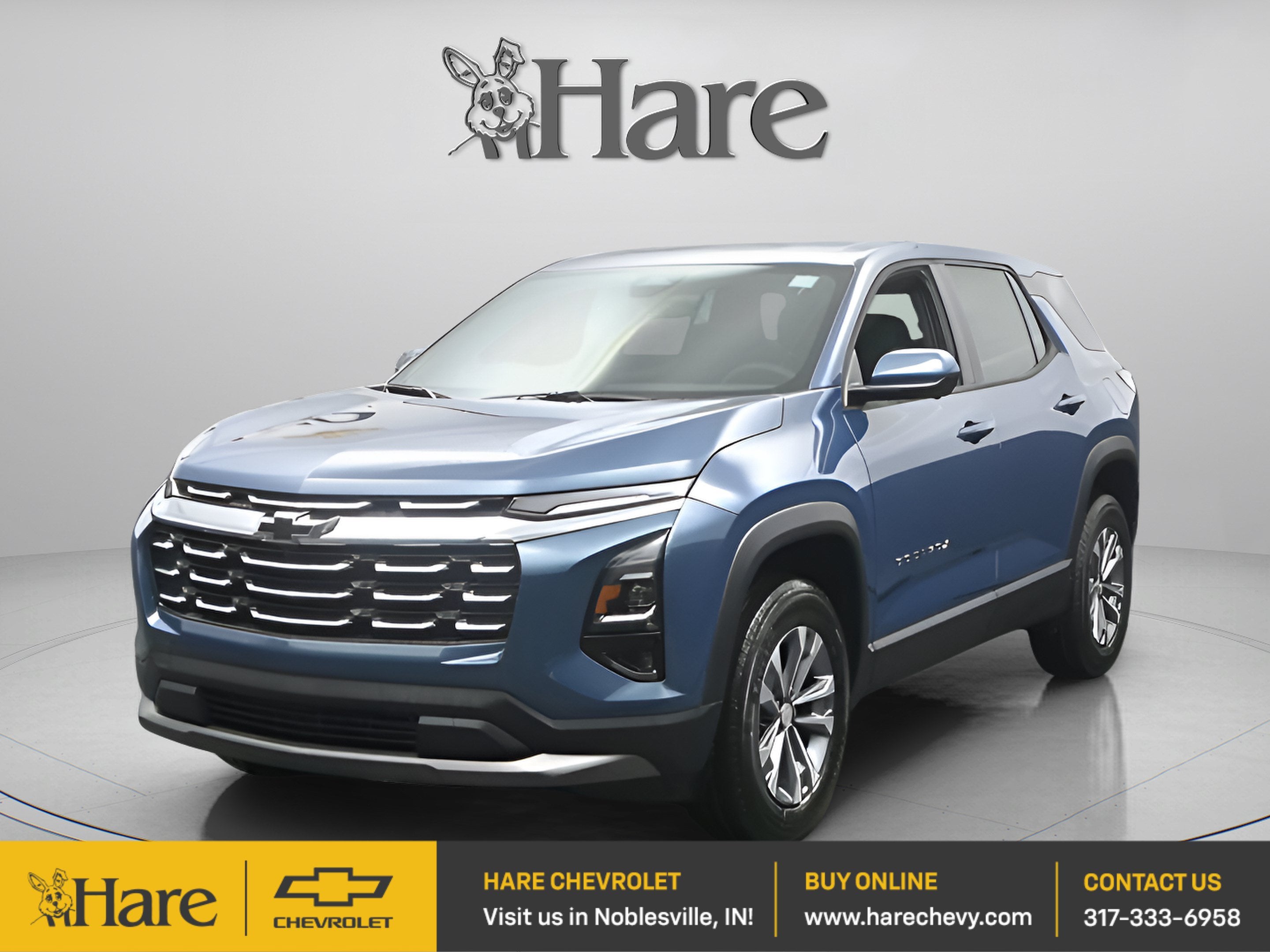 2026 Chevrolet Equinox LT in Lakeshore Blue Metallic — front three-quarter view