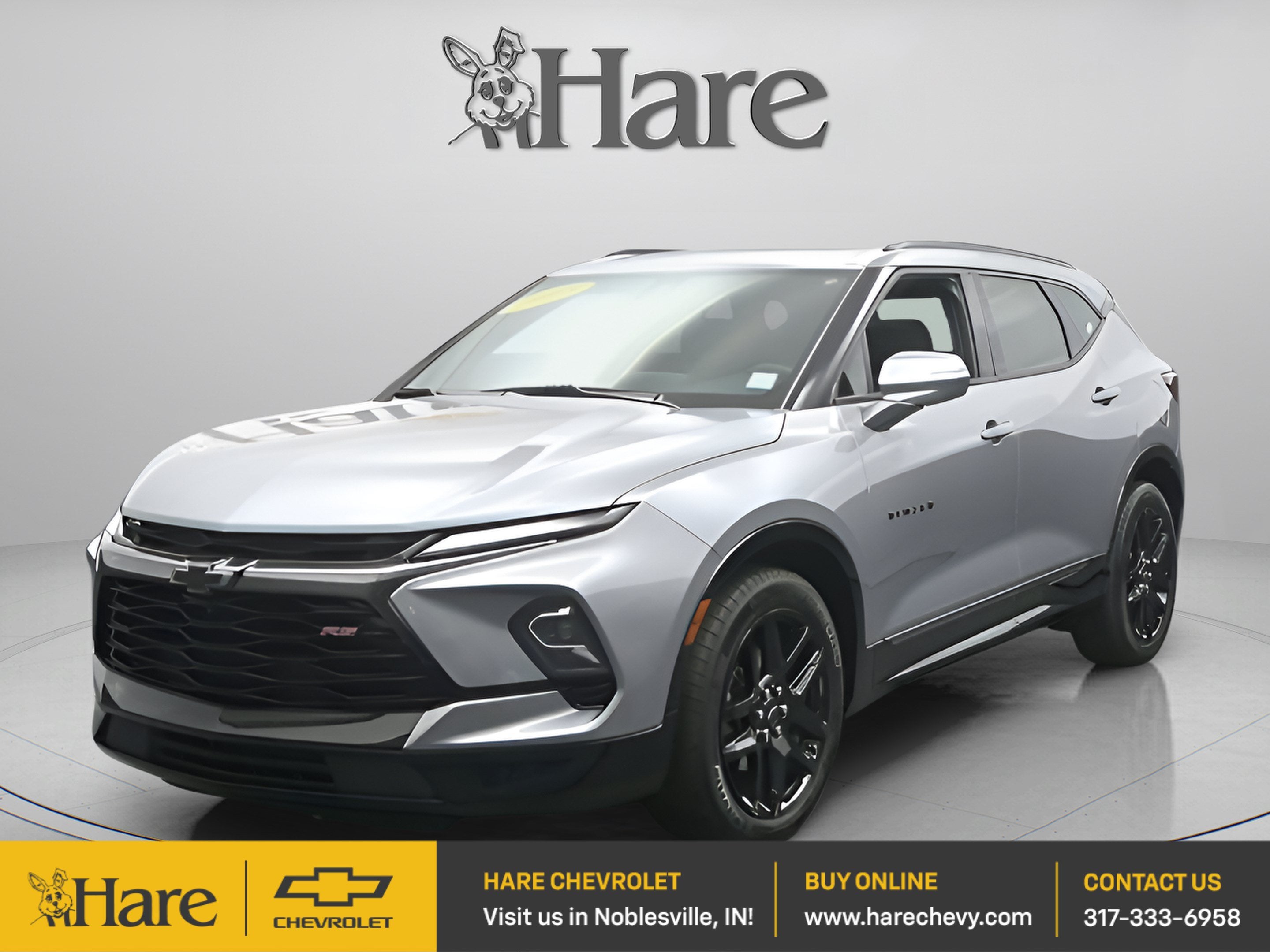 2023 Chevrolet Blazer RS in Sterling Gray Metallic — front three-quarter view