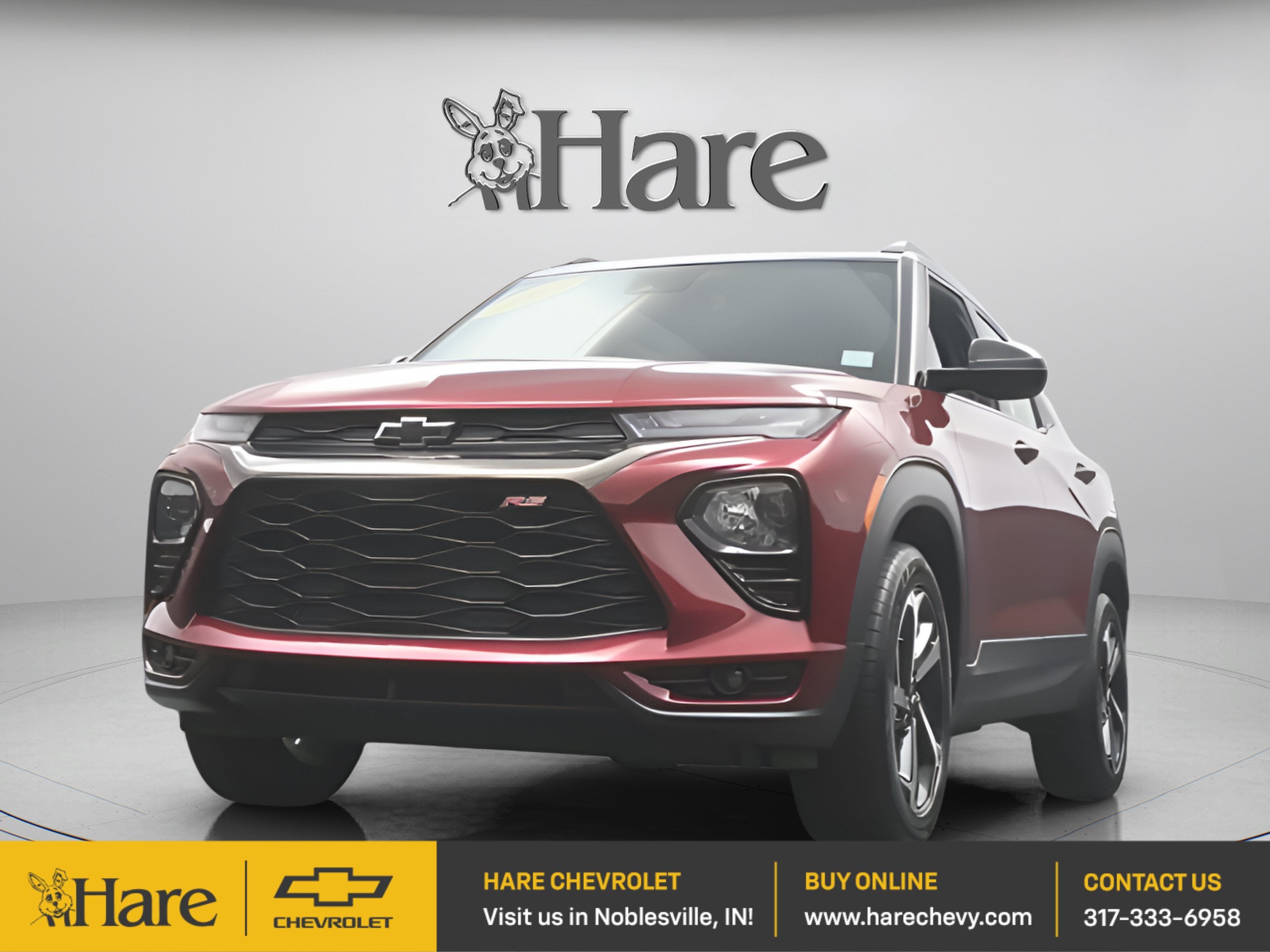2023 Chevrolet Trailblazer RS in Crimson Metallic — front three-quarter view