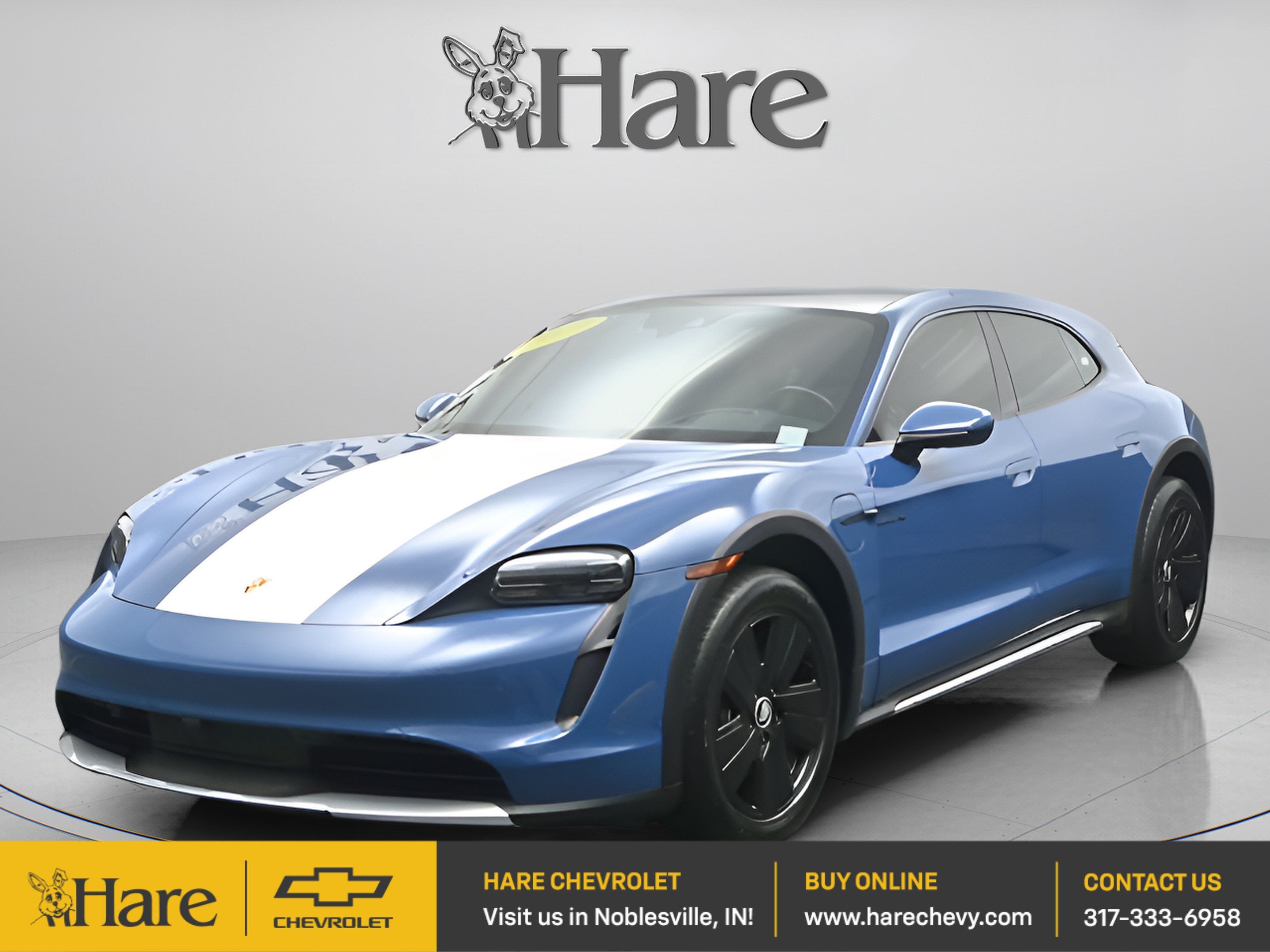 2021 Porsche Taycan 4 in Blue — front three-quarter view