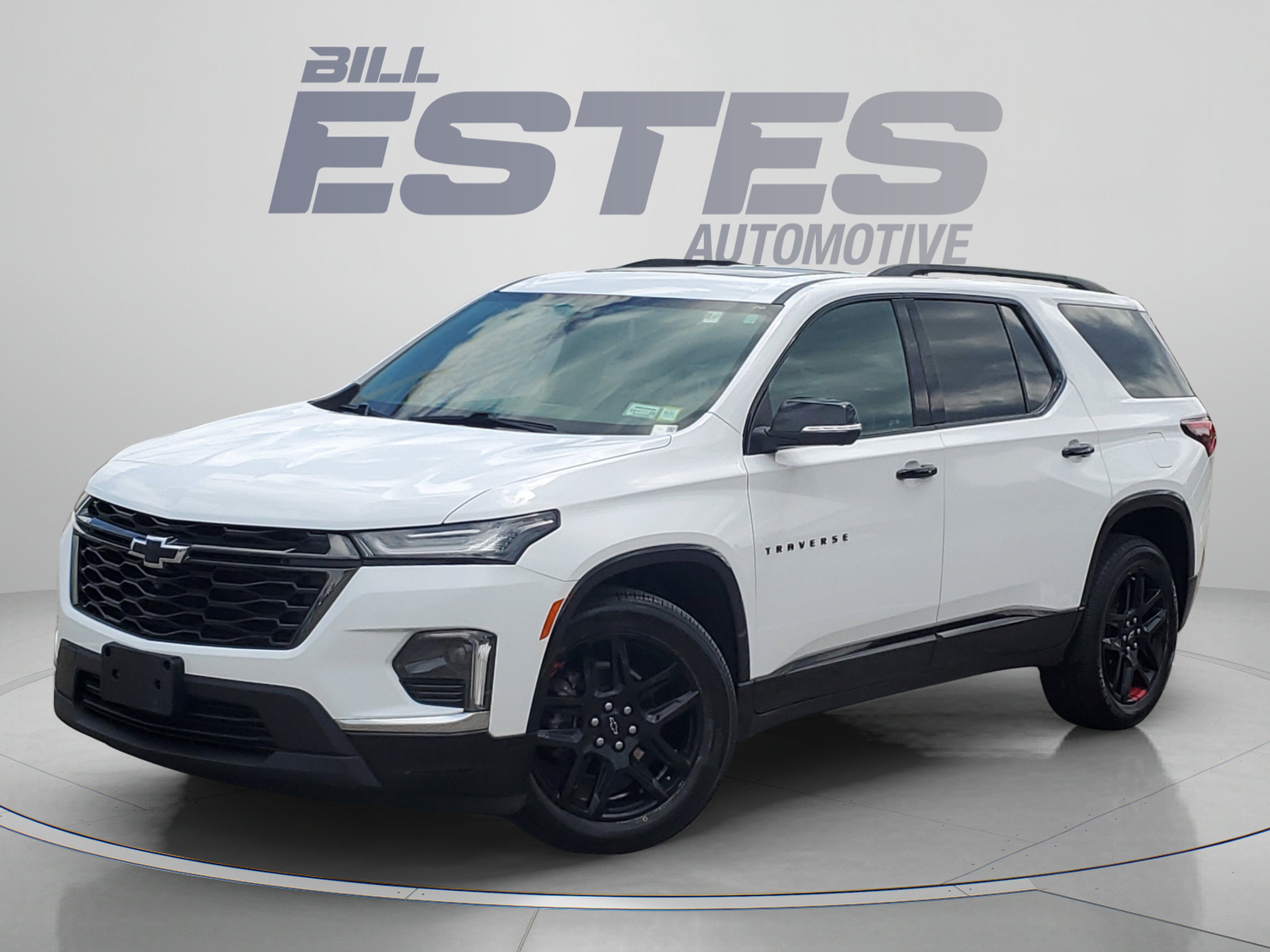 2022 Chevrolet Traverse Premier in Summit White — front three-quarter view