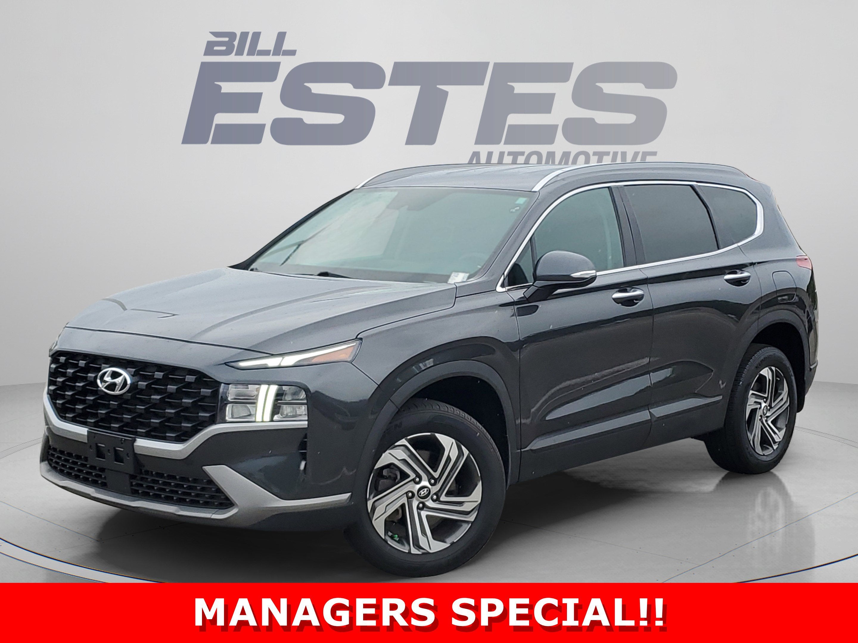 2023 Hyundai Santa Fe SEL in Portofino Gray — front three-quarter view